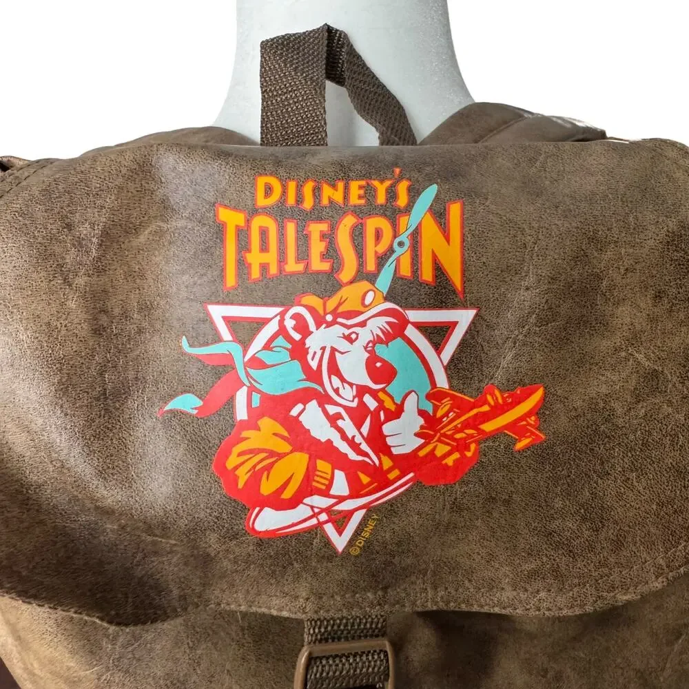 Disney’s TaleSpin Faux Leather Backpack Brown Baloo Vintage Style Bag